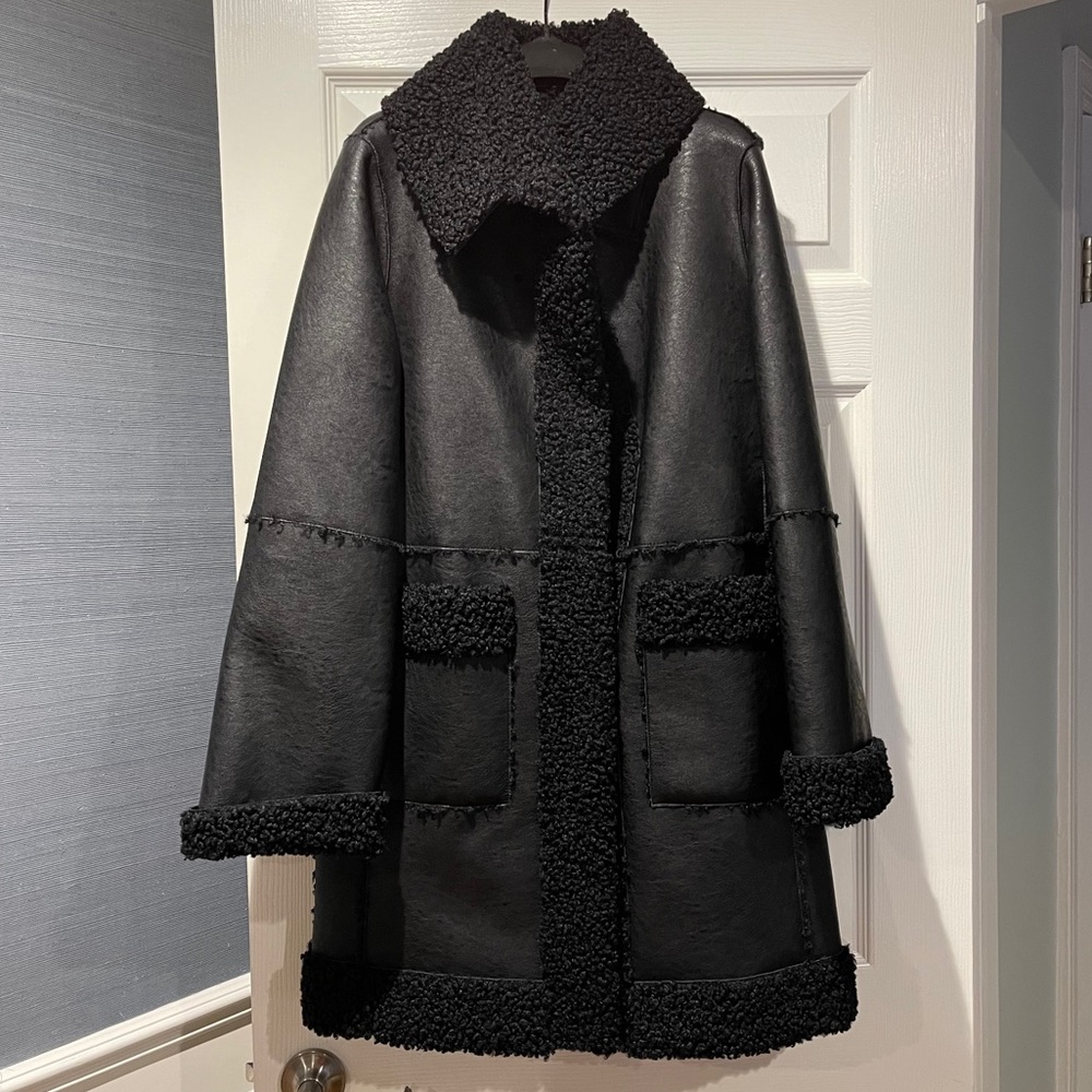 Elie Tahari Rosie Sherpa Lined Faux Leather Coat